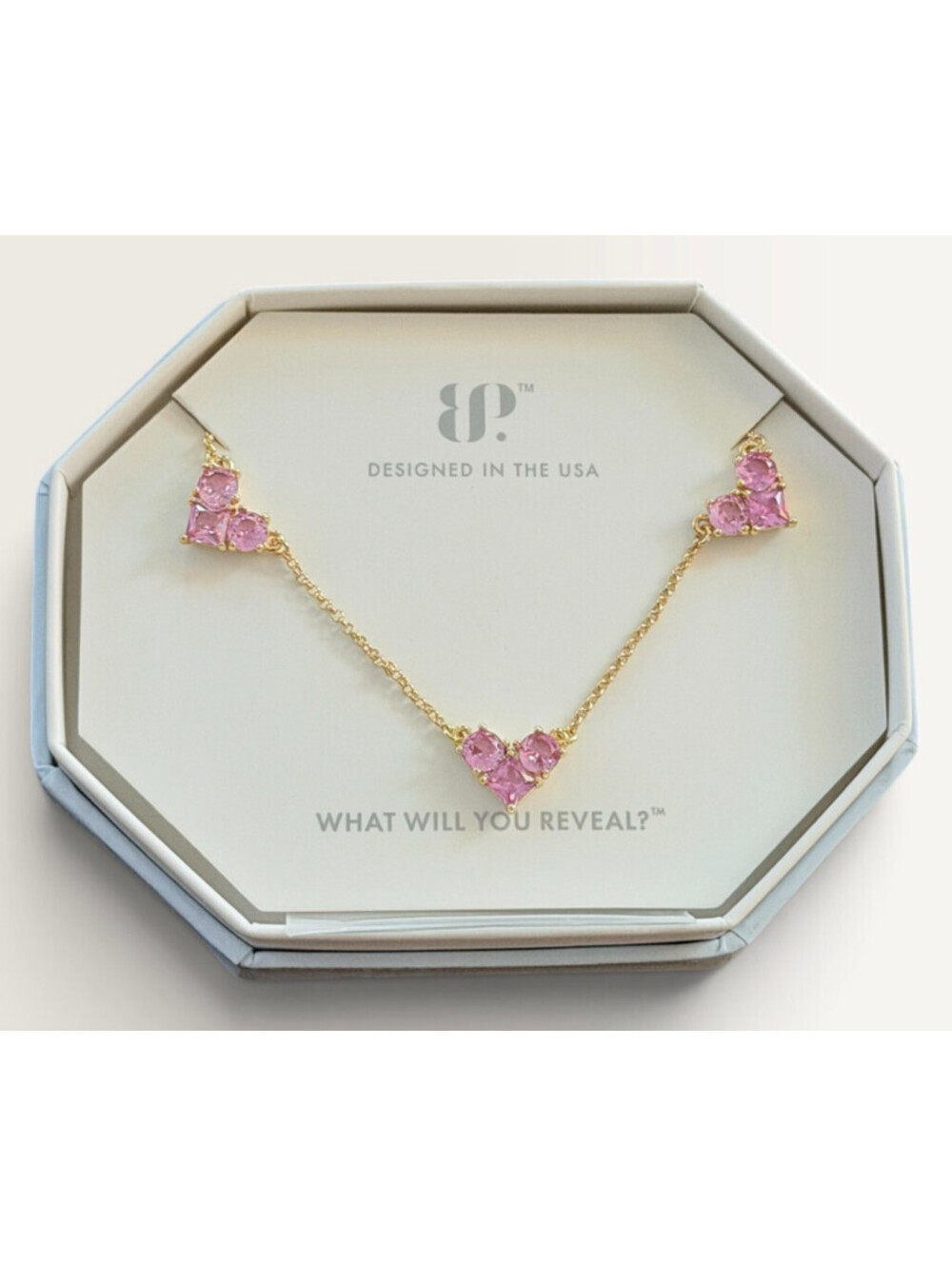 Bomb Party Heart Necklace "Sweet Repeat" Pink Sapphire on Yellow Gold NK56066